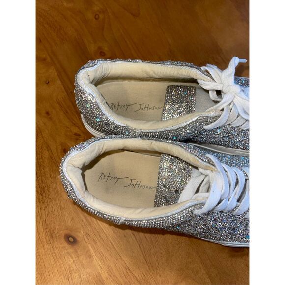 Betsey Johnson Sidny Silver Glitter Sneakers Women's Size 8 - Picture 2 of 11